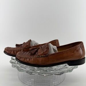 Johnston &‎ Murphy Mens Brown Leather Tassel Loafers Shoes Size 9.5 Wide
